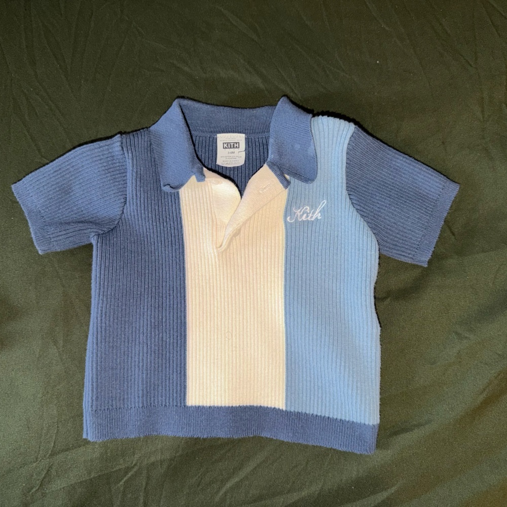 Kith Kids Blue and Cream Polo Shirt 3-6months